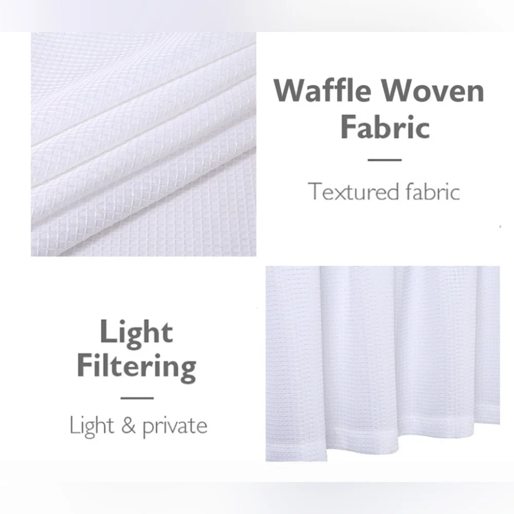 New with tags! Set of 2 Tiers Waffle Weave White Kitchen Curtains 60 x 45